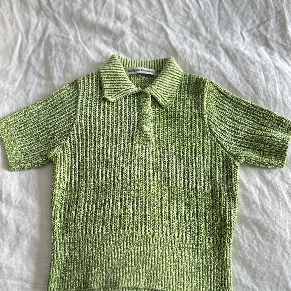 Elegant Green Knit Polo for Women